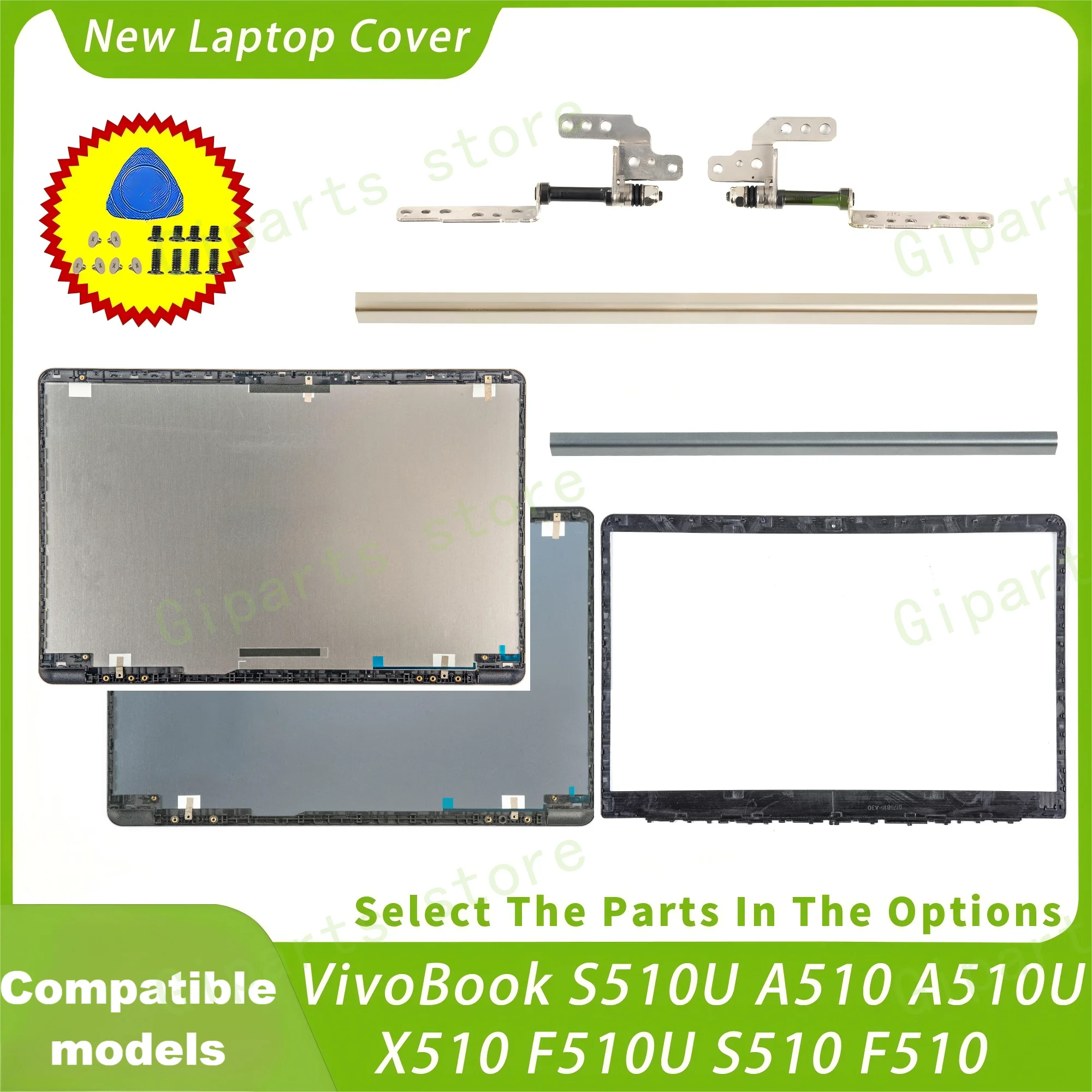 

Aluminium Cover For VivoBook S510U A510 A510U X510 F510U S510 F510 S5100 LCD Back Cover Front Bezel Hinges Hingecover GOLD/GRAY
