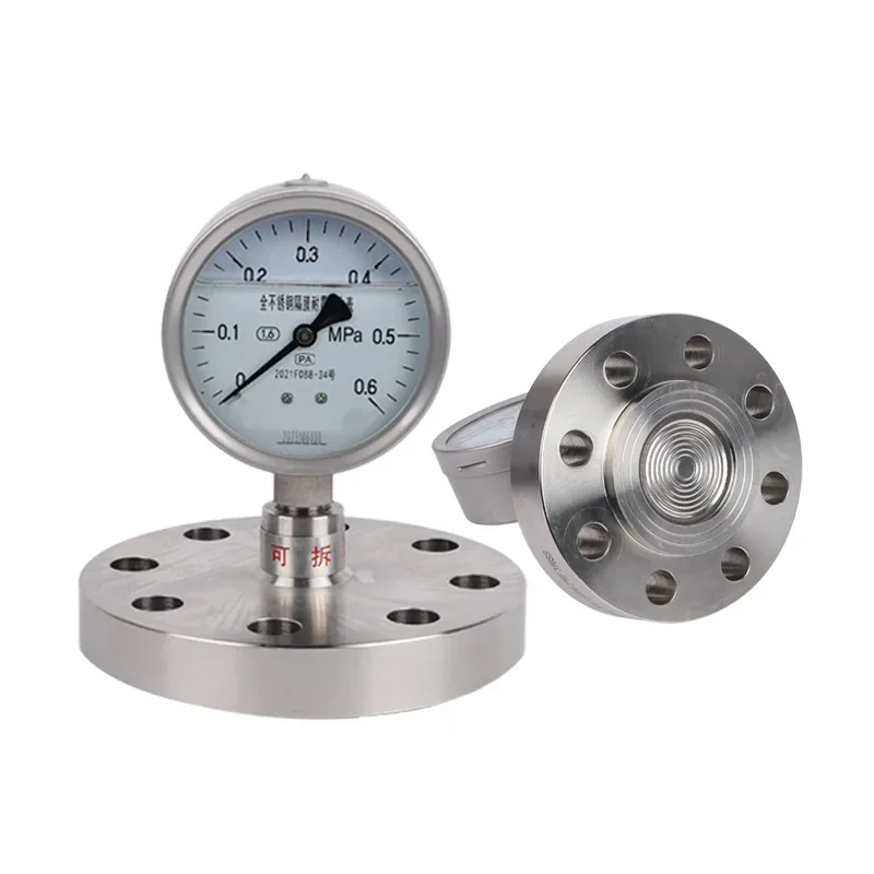 

Stainless steel high pressure water and gas pressure gauge Stainless steel quick-loading pressure gauge Flange connection