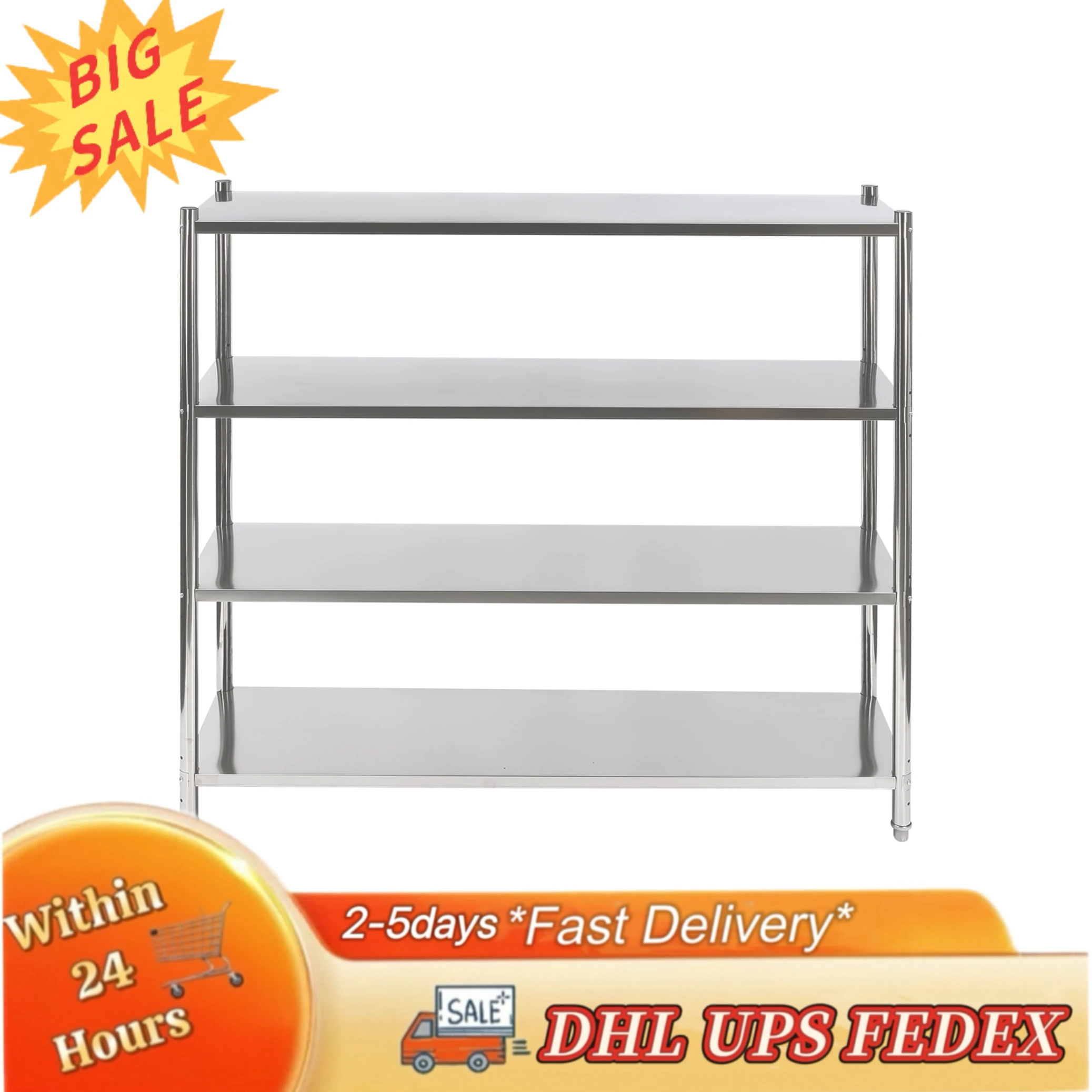 

4-х уровневая регулируемая полка из нержавеющей стали для хранения, регулируемые по высоте сверхмощные стеллажи, простота установки для удобных магазинов