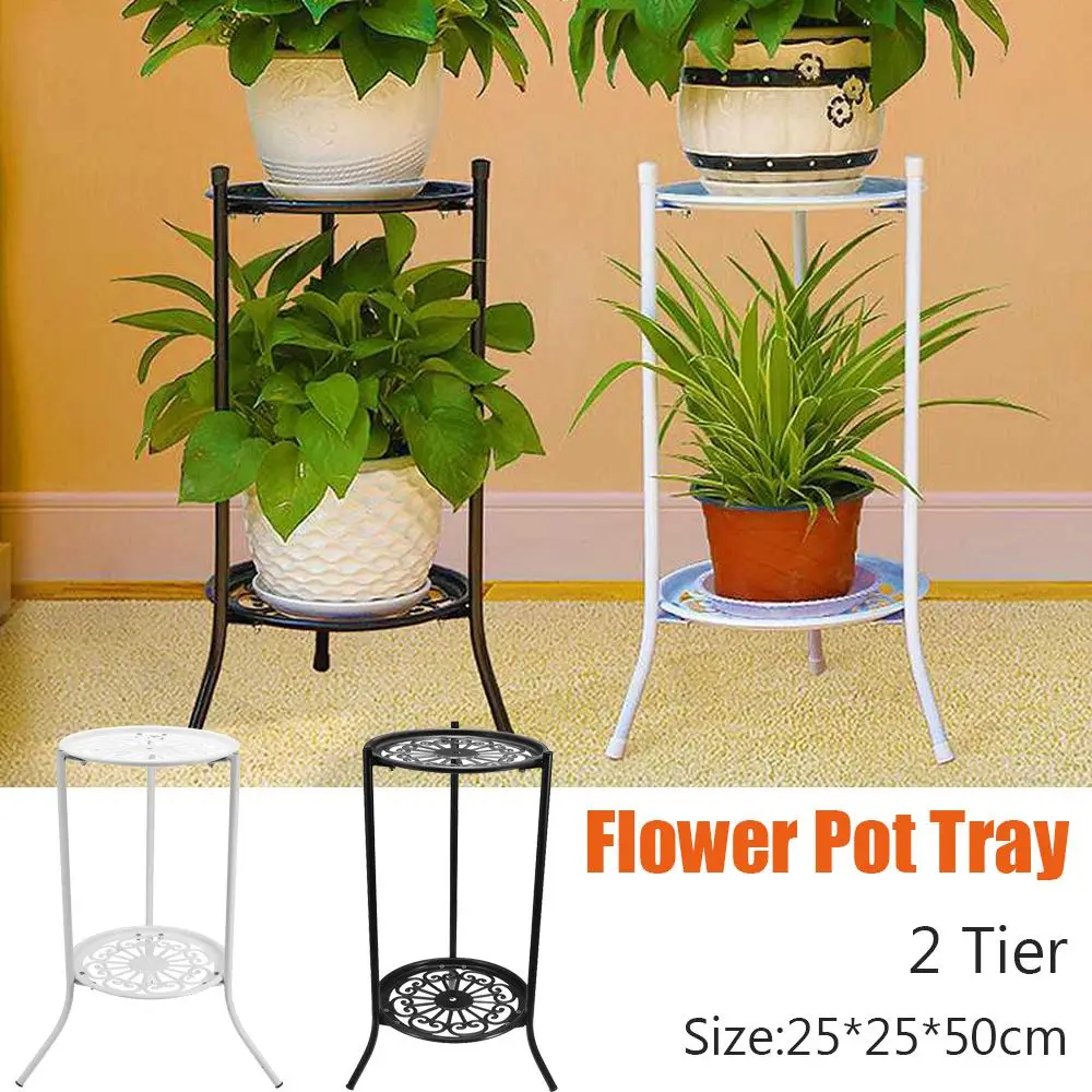 2 Tier Elegant Planter Display Balcony Garden Bonsai Holder Home Decor Flower Pot Trays Plant Stand Shelf