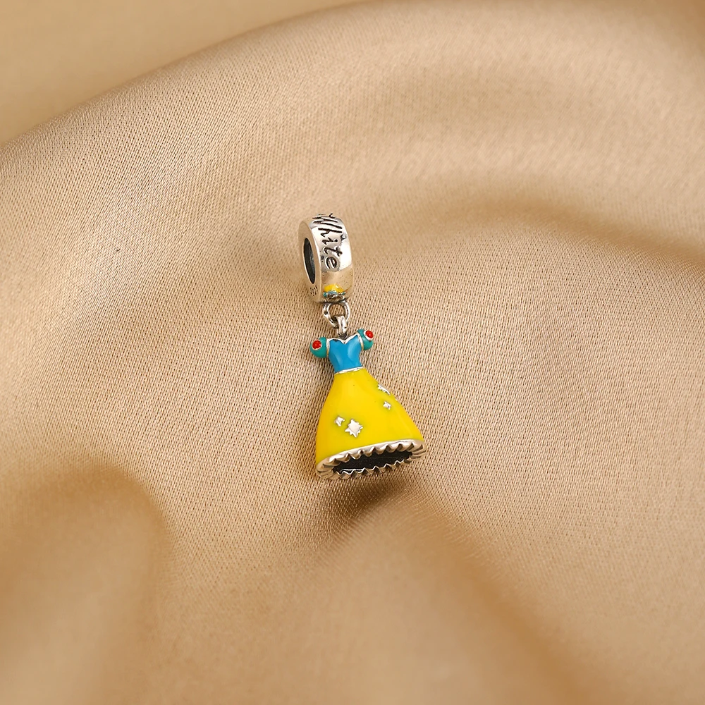 925 silver princess series charm Castle Dress pendant beaded fit original bracelet for women's birthday party gift view 3