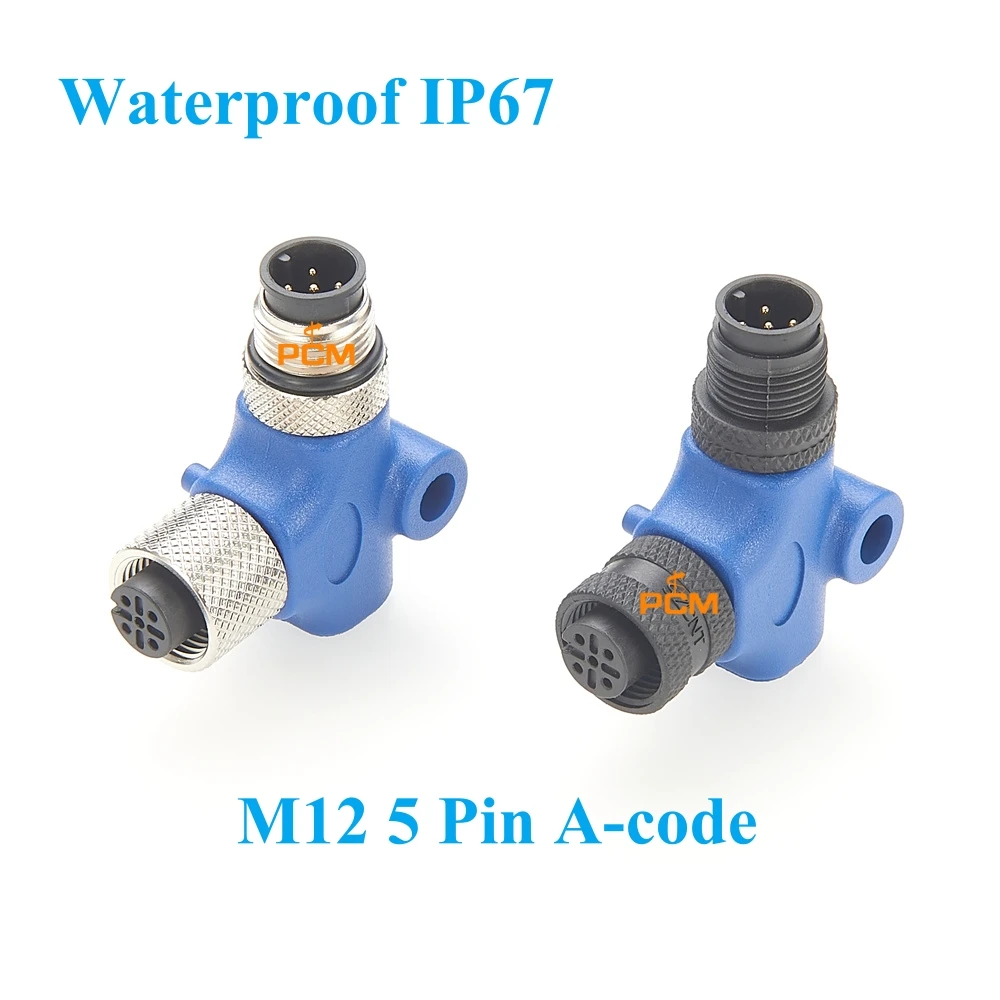 Waterproof Micro-C M12 A-code 5pin 90 Degree Elbow L Adapter Low Los Joiner for PROFIBUS CANBus CANopen CAN N2K Sensor Actuator