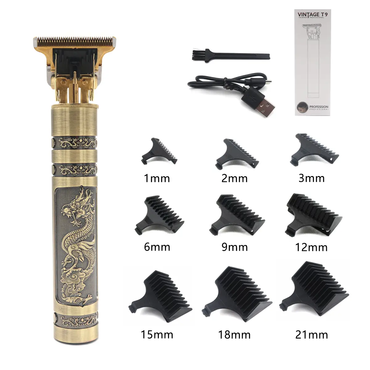 Profissional t9 máquina de cortar cabelo corpo metal aparador barba para homens lâmina aço inoxidável máquina cortar cabelo aparador barba
