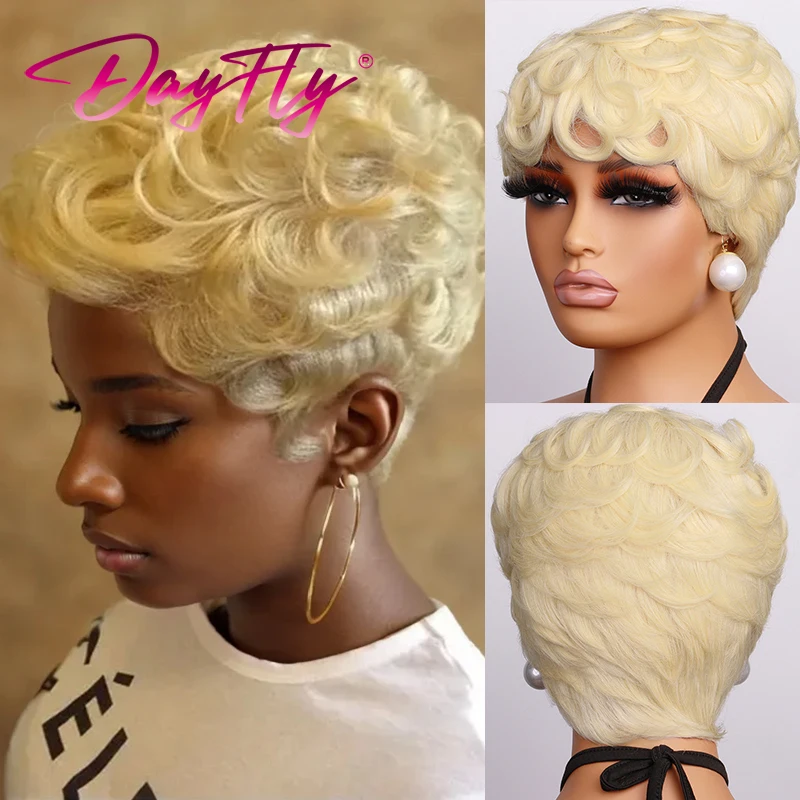 Blonde Curly Pixie …