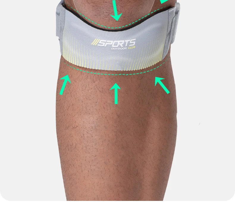 2-teiliges Kniepolster, verstellbarer Kniegurt, Patellasehne, unter Druck stehender Schutz, Stützschieber, Polsterschutz, Badminton, Laufen – Detail 5