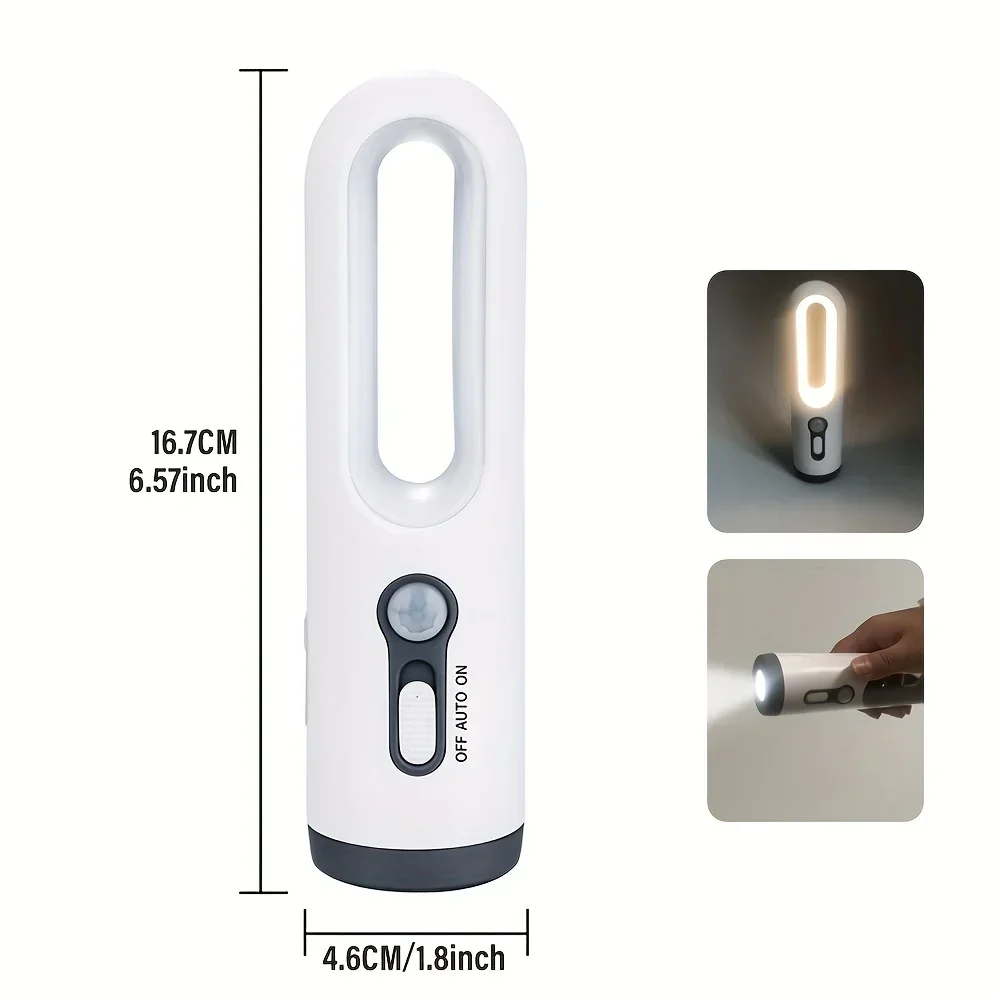 Portable 2 In 1 LED Night Light Flashlight IR Motion Sensor Night Lamp Rechargeable Camping Light for Bedroom Bathroom Nursery