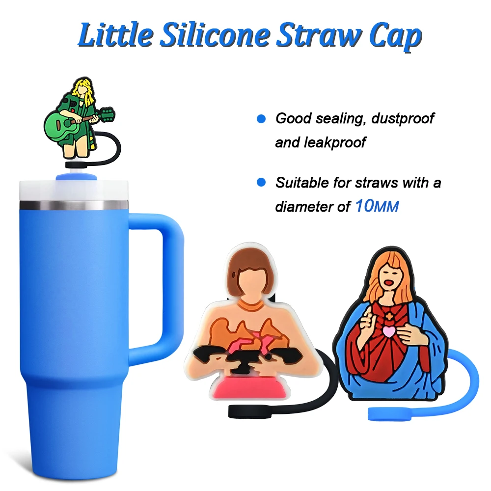 Popular Female Singer Straw Cover Cap 10MM Straw Plug Eco-friendly Splash Proof Drinking Cup Charms Pendent Home Party Gift