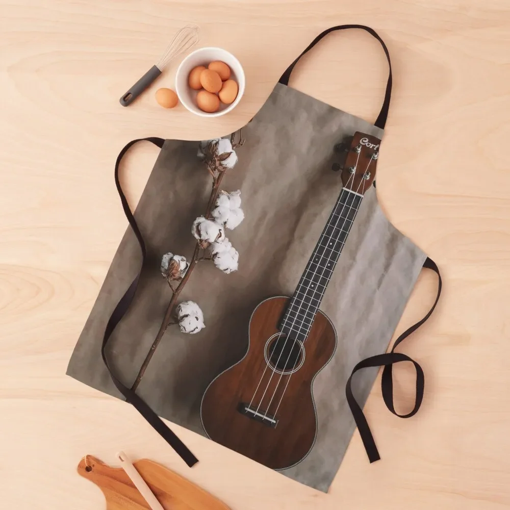 

Brown concert ukulele and cotton flowers Apron Men kitchen Kitchen Household Items Kitchen Things christmas Apron