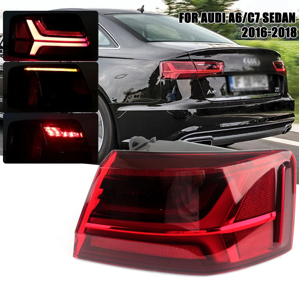

FOR Audi A6 C7 Sedan 2016-2018 Left/Right Side Tail Lamp Rear Brake Light Lamp with ABS Material for Vehicle