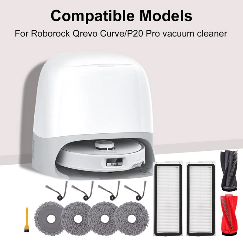 ABAE-vervangende onderdelen voor Roborock Qrevo Curve/P20 Pro Robotstofzuiger Onderdelen Hoofdzijborstel HEPA-filters Mop Pads