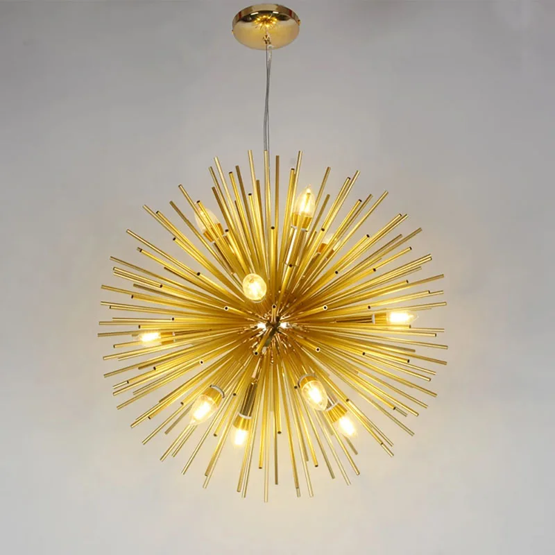 Modern Silver/Gold Dandelion Hedgehog Pendant Light Aluminum Tube Spark Ball Restaurant Pendant Light Room Decor Indoor Lighting