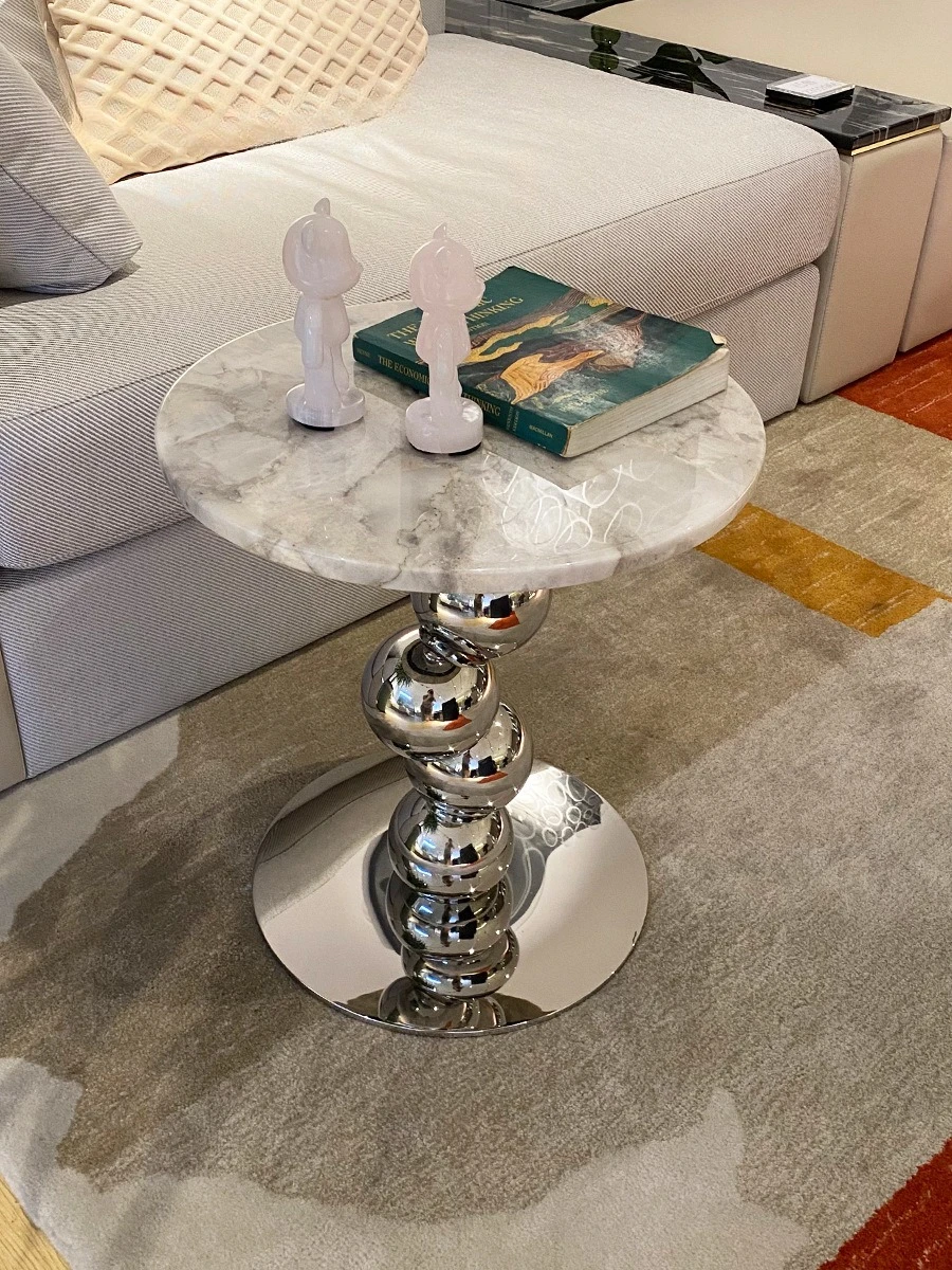 

Italian Minimalist High-end Round Coffee Table Sofa Side Table Designer Light Luxury Living Room Household Marble Corner Table