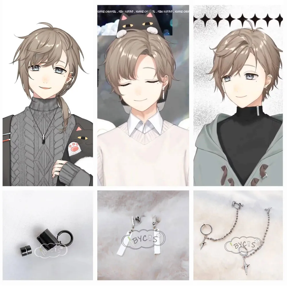 

NIJISANJI Vtuber Kanae Cos клипсы для ушей косплей цепочка серьги ожерелье костюм на Хэллоуин аниме реквизит ювелирные аксессуары