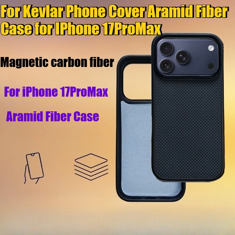 

New Real Carbon Fiber Case for IPhone 17 Pro Max with Magnetic for Kevlar Phone Cover Aramid Fiber Case for IPhone 17ProMax