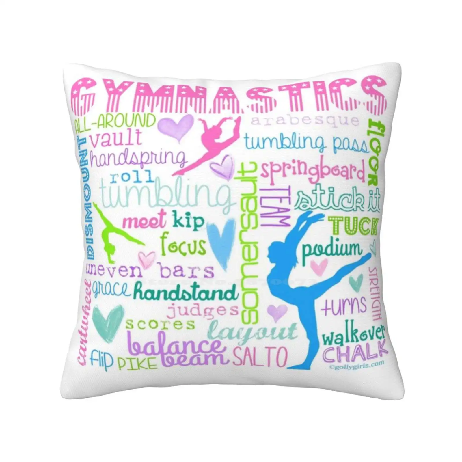 

Gymnastics Typography In Pastels Funny Cute Decor Square Pillowcase Typography Pastel Teens Womens Gymnastics Girly Girls