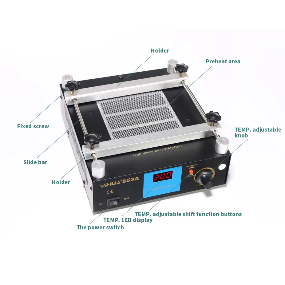 

YIHUA 853A Digital Display Preheating Station Anti Static Constant Temperature BGA Rework Station Mobile Phone Preheater