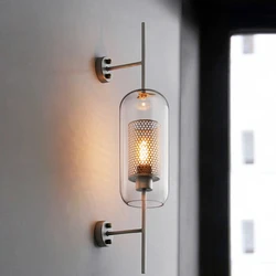 Industrial Retro Light Luxury LED Creative Corridor Staircase Study Bedroom Bedside Decoration Glass Ball Wall Lamp