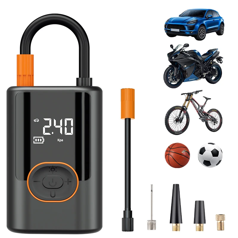 

Portable wireless inflation pump, 150PSI with lighting, filled with self stopping tire inflator, suitable for cars/motorcycles