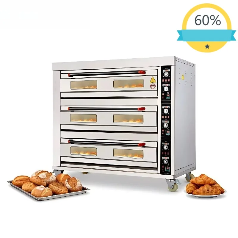 High Efficiency Gas Deck Oven Maximum Output Commercial Oven Perfect for Central Kitchen and Restaurant Stainless Steel Built