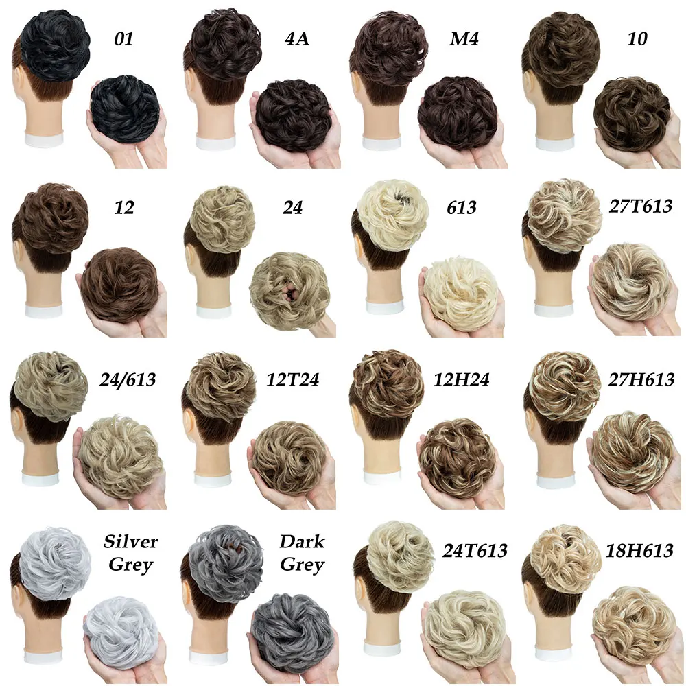 Hairro Synthetische Rommelige Haarknot Chignon Scrunchies Nep Haarband Vlecht Elastische Haarstuk Staart Voor Vrouwen Wrap Krullend Paardenstaart 55G