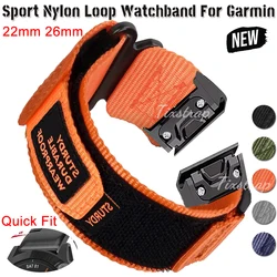 Sports Nylon Loop band for Garmin Watch Tactix 7Pro Fenix 7X 6X 7 5 6 Pro 5X Plus 3 3HR Bracelet for Garmin Band 26mm 22mm Strap