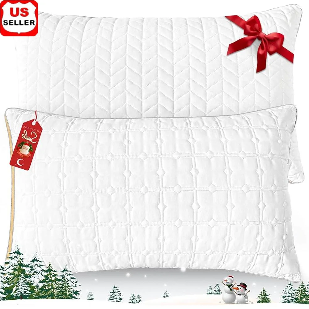 

King Size Pillows Set of 2 Hotel Quality Down Alternative Sleeping Pillows Comfortable Supportive Breathable Firmness Relieves