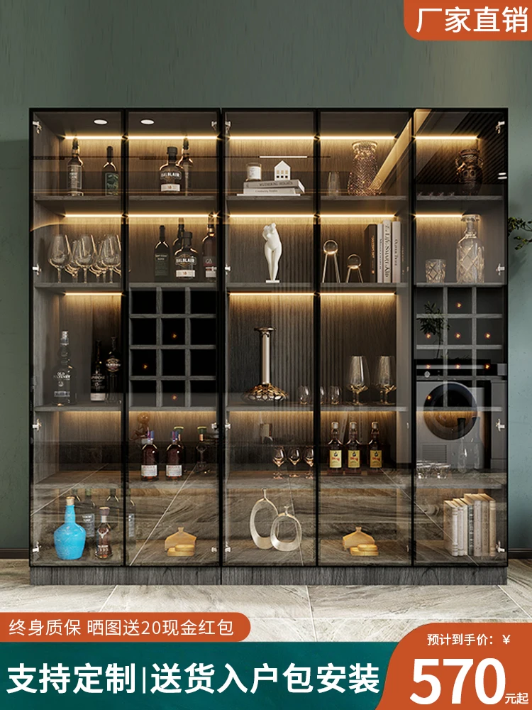 

Living room wall display cabinet, household light luxury dining side cabinet, small glass door, storage cabinet