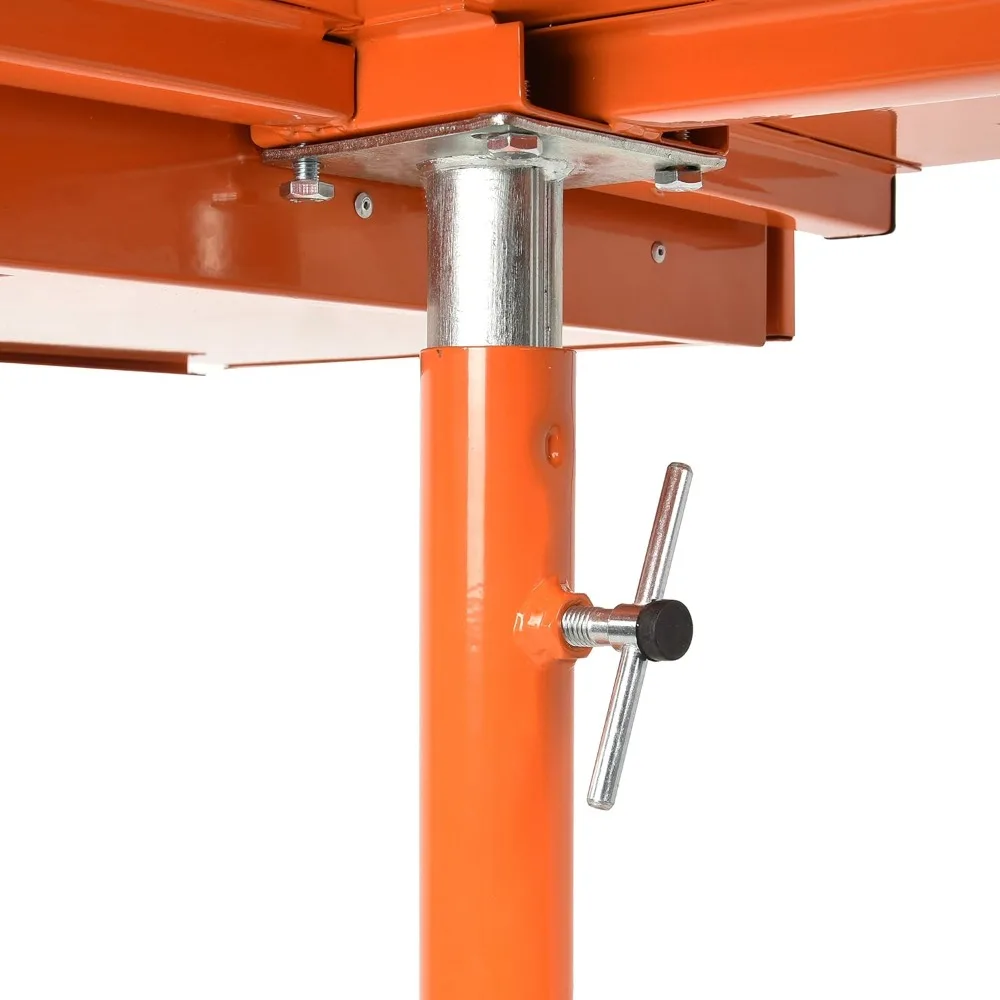 طاولة عمل A018A شديدة التحمل وقابلة للتعديل مع درج وعجلات، وصينية ميكانيكية، وطاولة أدوات دوارة متنقلة، برتقالي