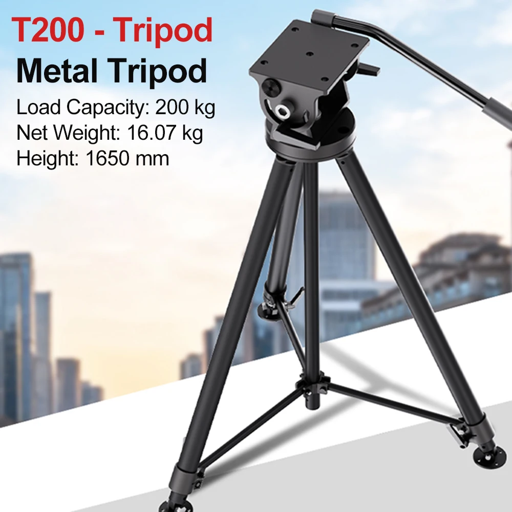 Industrial Heavy Duty Tripod Stand T200 200kg Bearing for Radar Antenna Communication Equipment I-Type Head Customizable