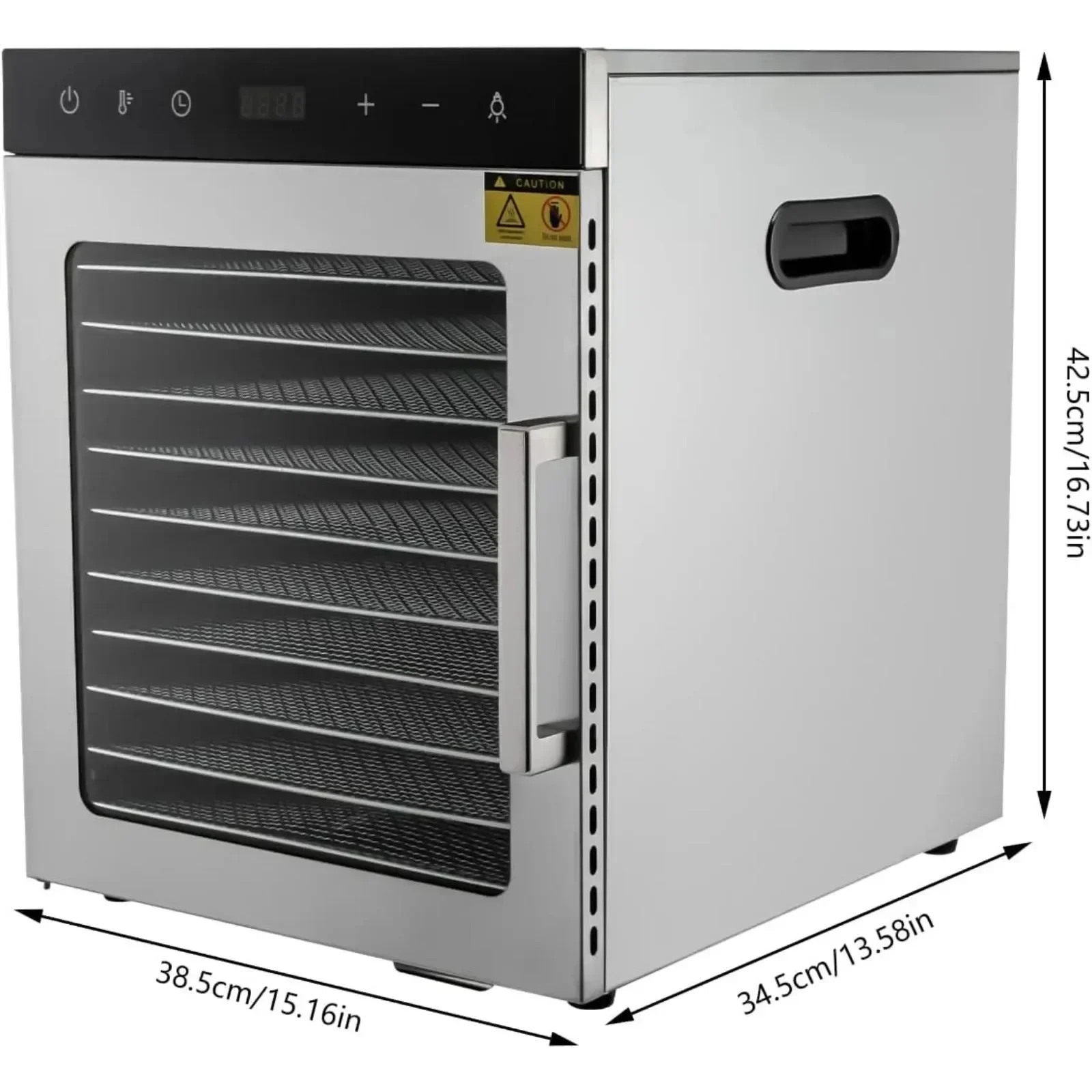 مجفف فواكه 10 طبقات من BYMAOCAR 800 وات 220 فولت مجفف من الفولاذ المقاوم للصدأ 30-90 ° C مجفف طعام قابل للتعديل مع 10 صواني