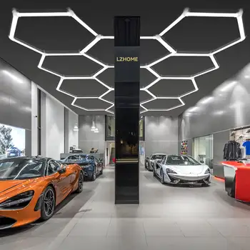 110-240V 超亮 6500K 冷白光六角形 LED 車庫燈/吸頂燈/店燈,適用於汽車美容店、車庫、健身房等場所 8 最佳銷售 LED車庫六邊形 - №5