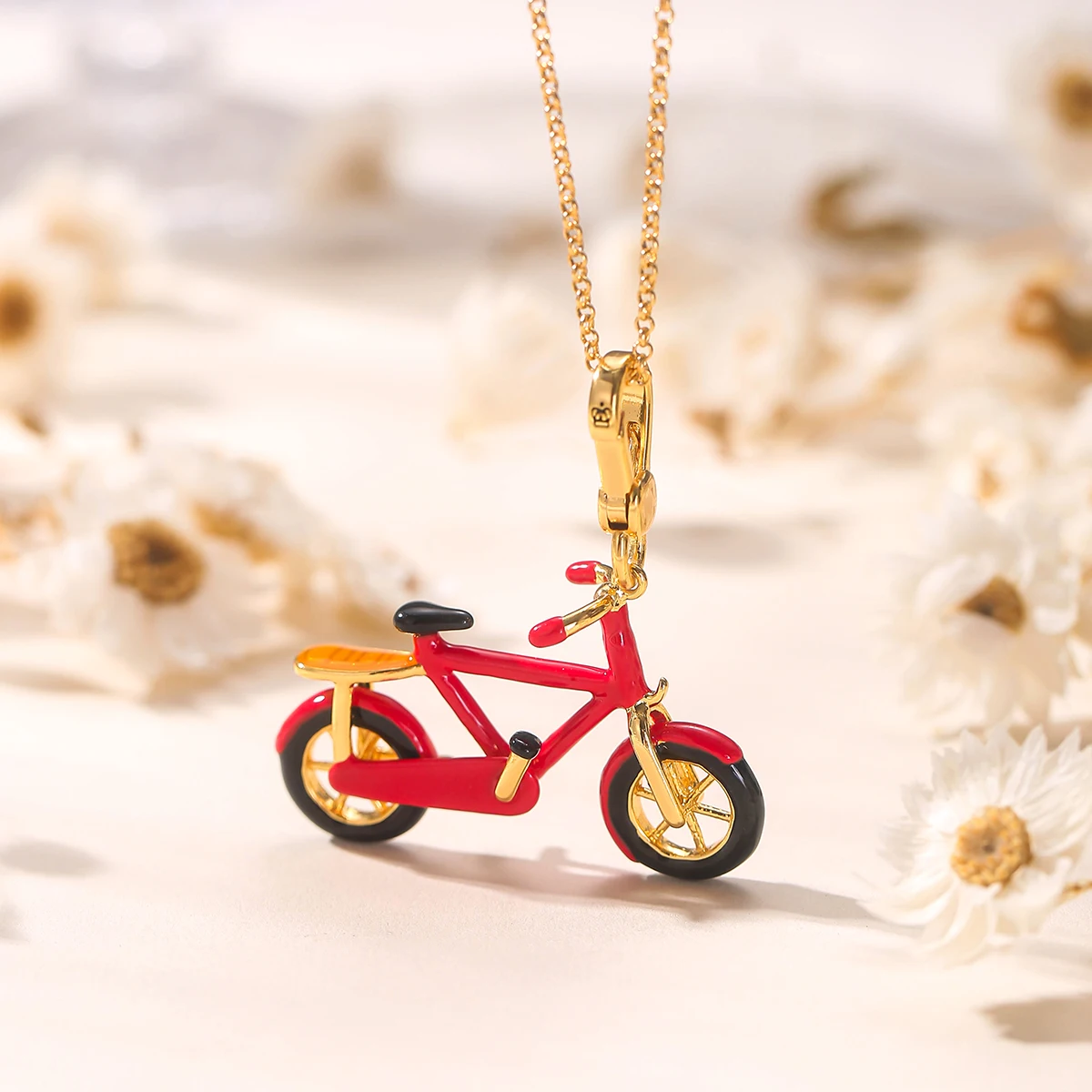 

1Pc Exquisite Enamel Glaze Red Bicycle Pendant,Cool Party Jewelry Keychain,Back To School Season Gift Necklace Xmas Decor Gifts