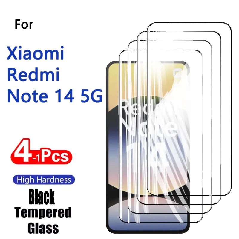 1-4pcs Screen Protectors For Xiaomi Redmi Note 14 5G Tempered Glass Crystal HD 9H High Aluminum Anti Scratch Case Friendly 6.67\