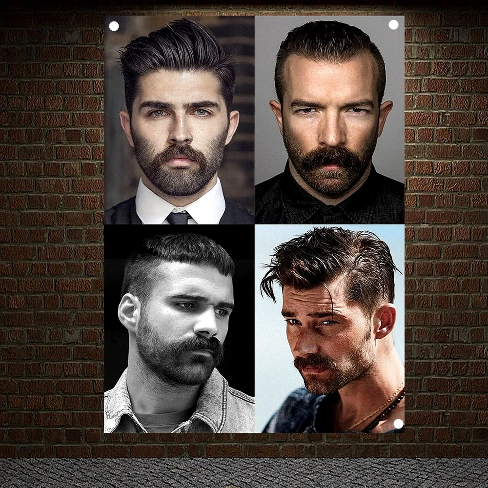 

Classic Men's Hairstyle Show Barber Shop Poster Signboard Tapestry Banner Flag Wall Art Home Decor Canvas Painting Wall Hanging