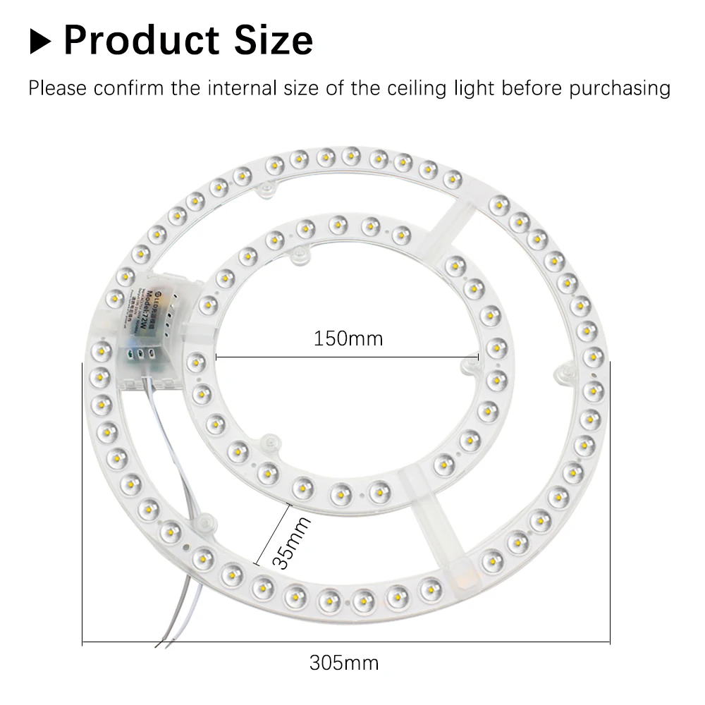 Imagem -02 - Painel de Led 220v Substituição de Luz de Teto Módulo Led 72w Círculo Redondo Placa de Painel de Luz 6000k 4000k Módulo para Luzes de Ventilador de Teto