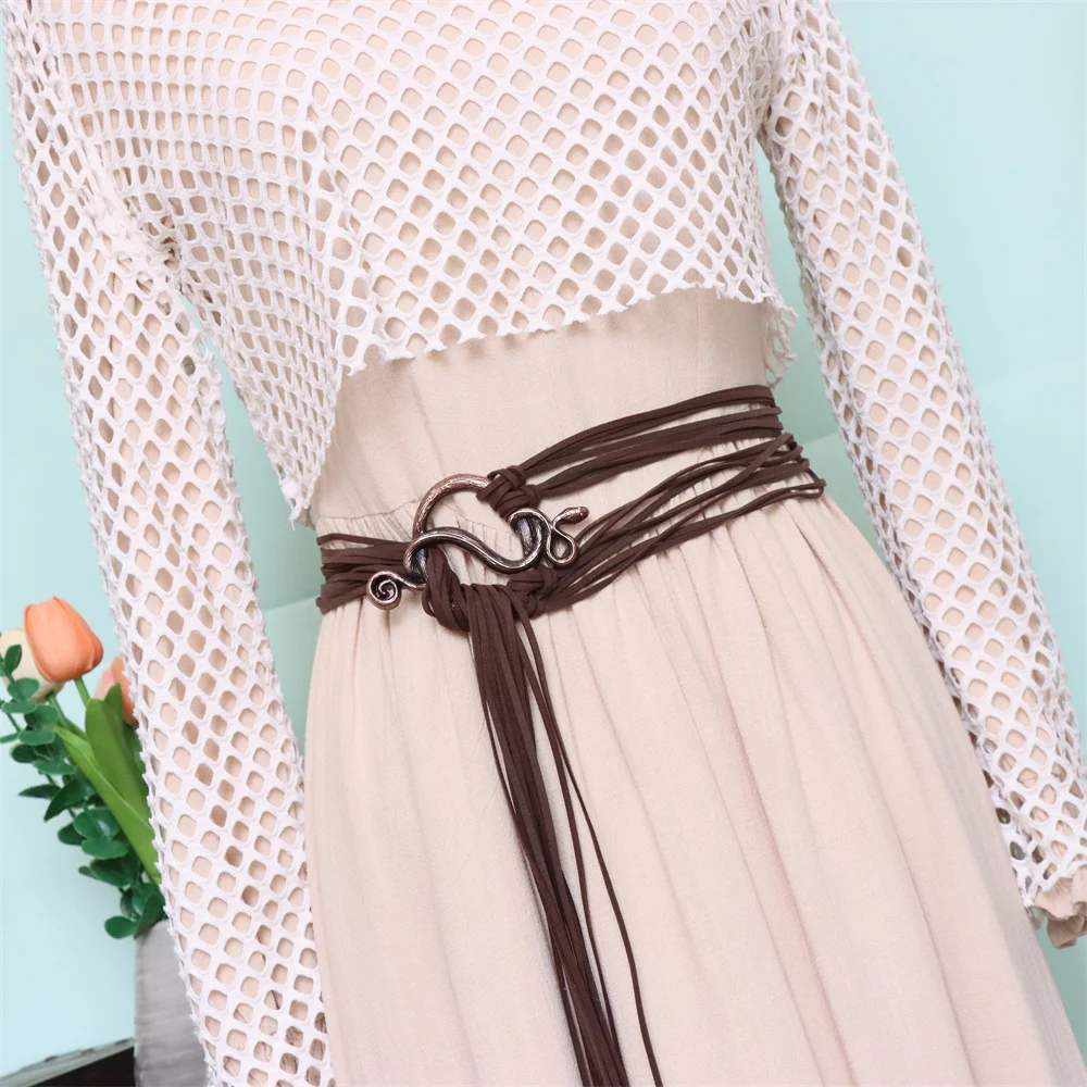 شرابة عصر النهضة في العصور الوسطى، حزام خصر طويل للنساء، سلسلة كروس ساحرة، حزام إكسسوارات تزيين الفايكنج