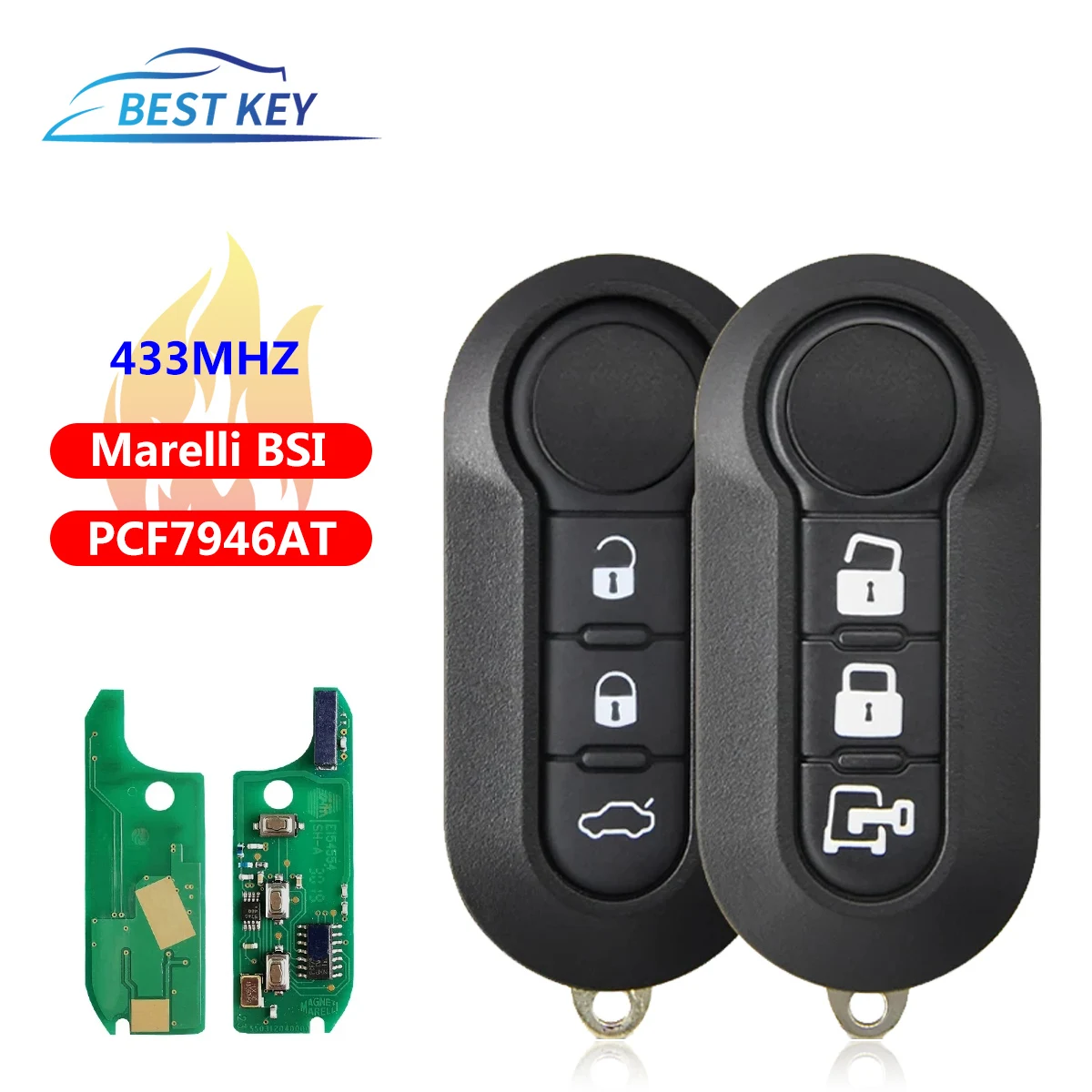 BEST KEY Car Remote Control Key PCF7946AT 433MHz For Fiat 500L MPV Ducato Citroen Jumper Peugeot Boxer RX2TRF198 Marelli BSI