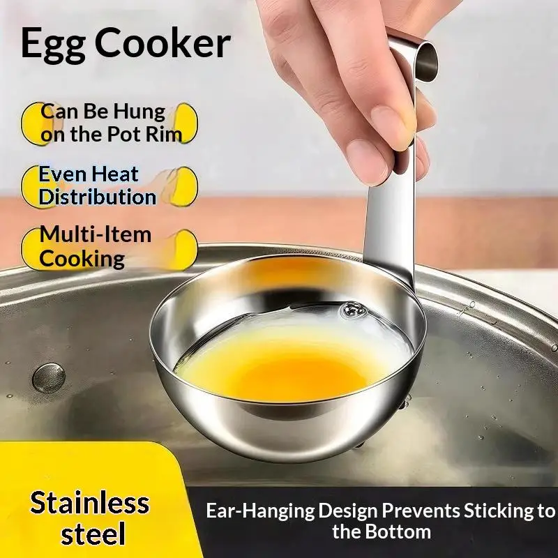 1/3pcs Stainless Steel Poached Egg Cup Hanging Egg Poacher Non Stick Kitchen Tool for Breakfast Cooking and Meal Prep Supply