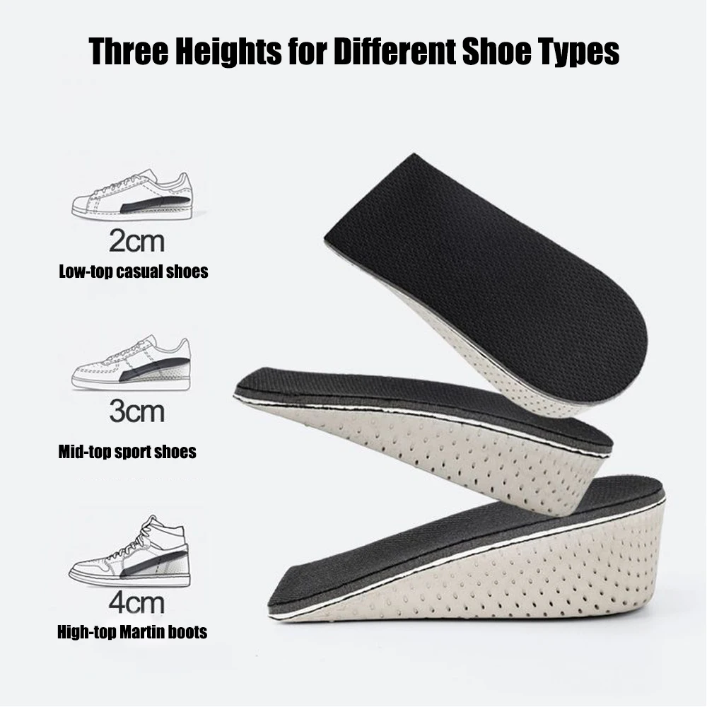 2Pcs Half Shoe Insoles Heel Insert Sport Cushion Height Increase EVA Memory Foam Insole Heel Lifting 2/3/4CM Taller Shoes Pad