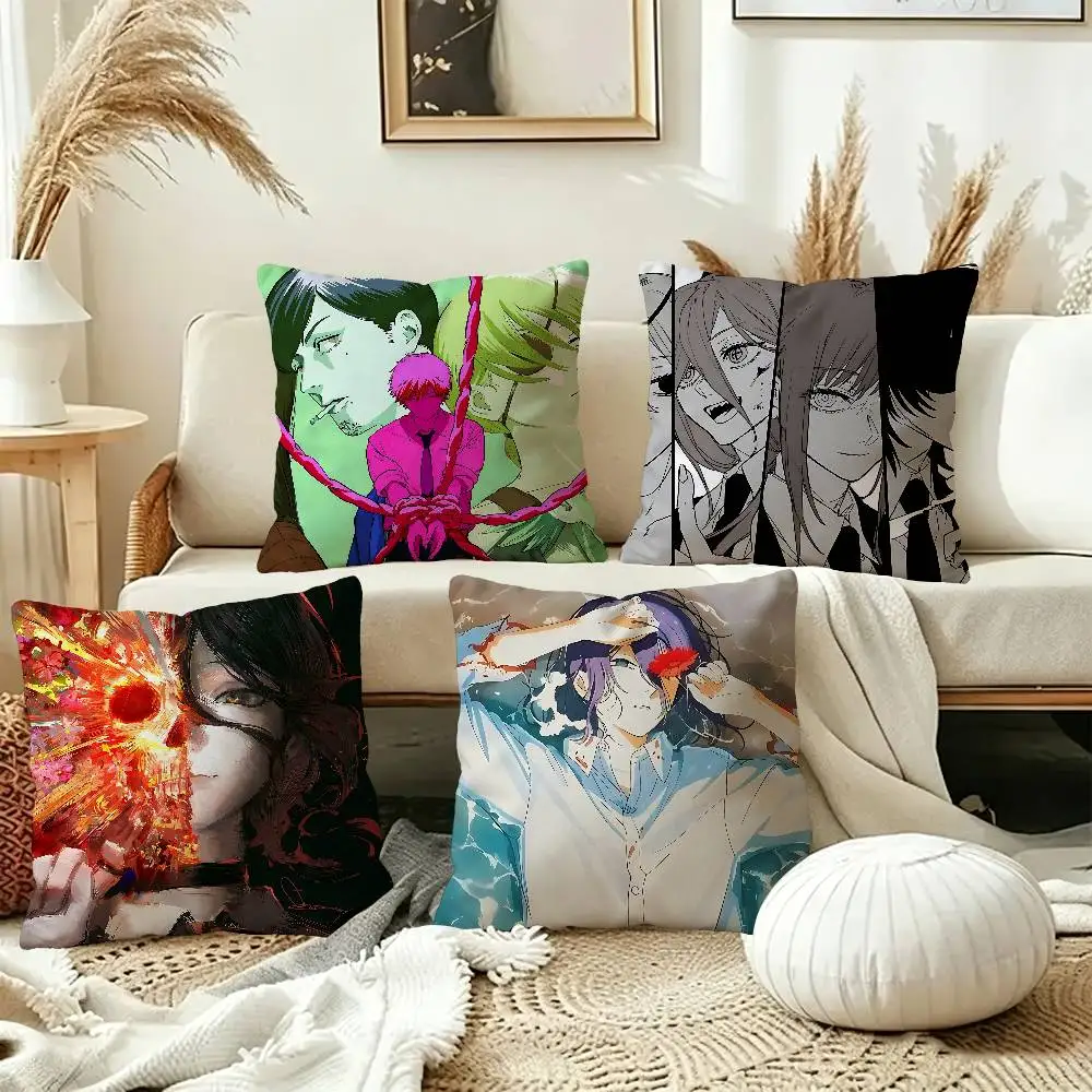 Anime Chainsaw Man Cushion Cover Car Throw Pillow Case For Sofa Car Christmas Gift 40x40cm 45x45cm