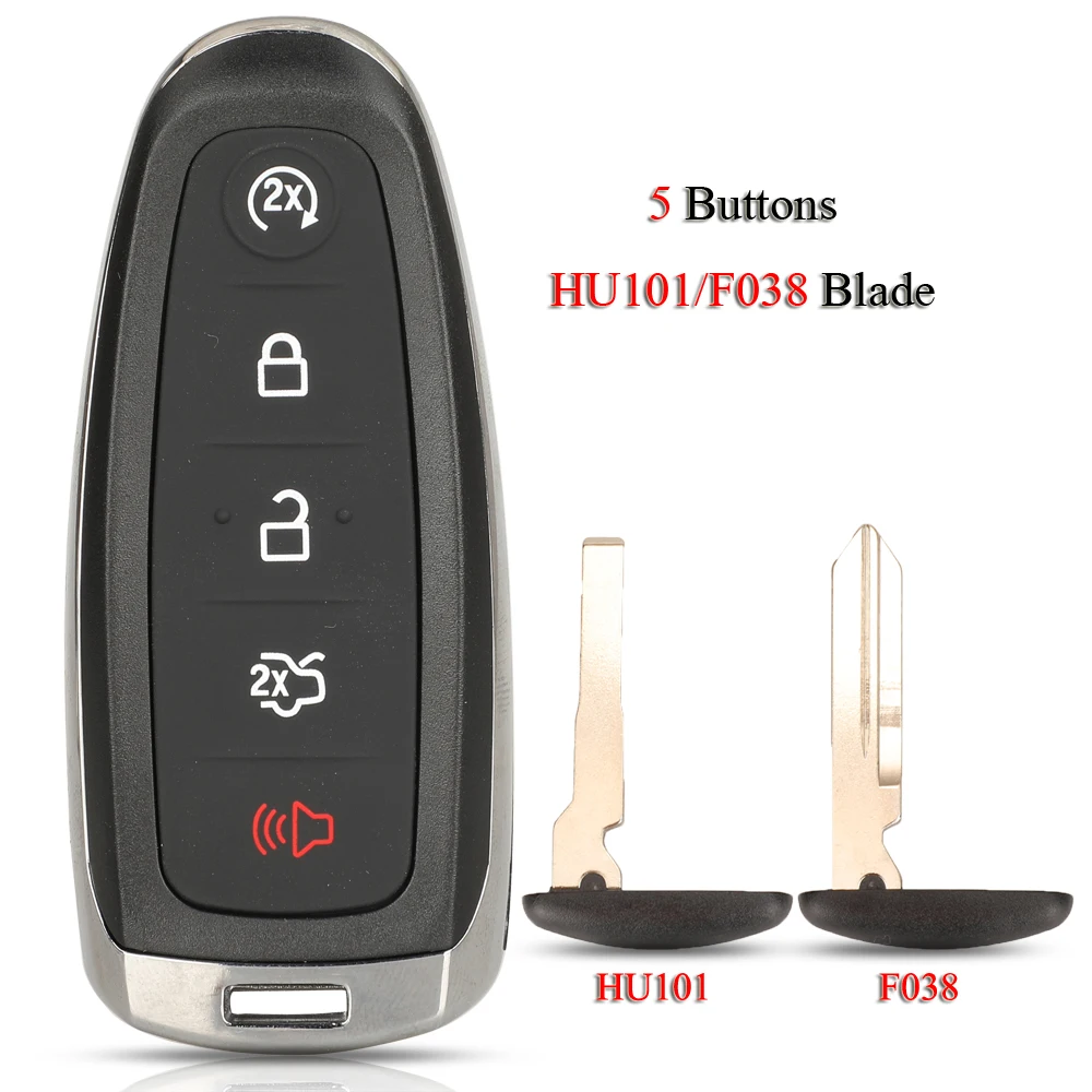 Jingyuqin Remote Smart Car Key Shell For Ford Edge Escape Explore Flex Taurus 2011-2015 Keyless Go F038/HU101 Blade