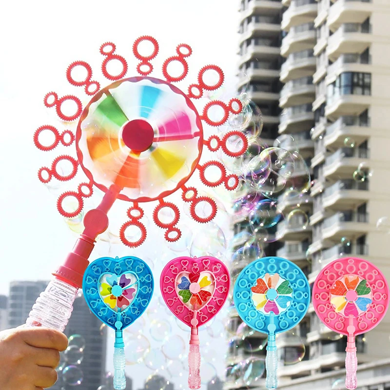 Bubble Guns Windmill Flower Bubble Portable Kids Pop Toys Colorful Sosp Machine Bubble Blowing Stick Toy Children's Day Gifts