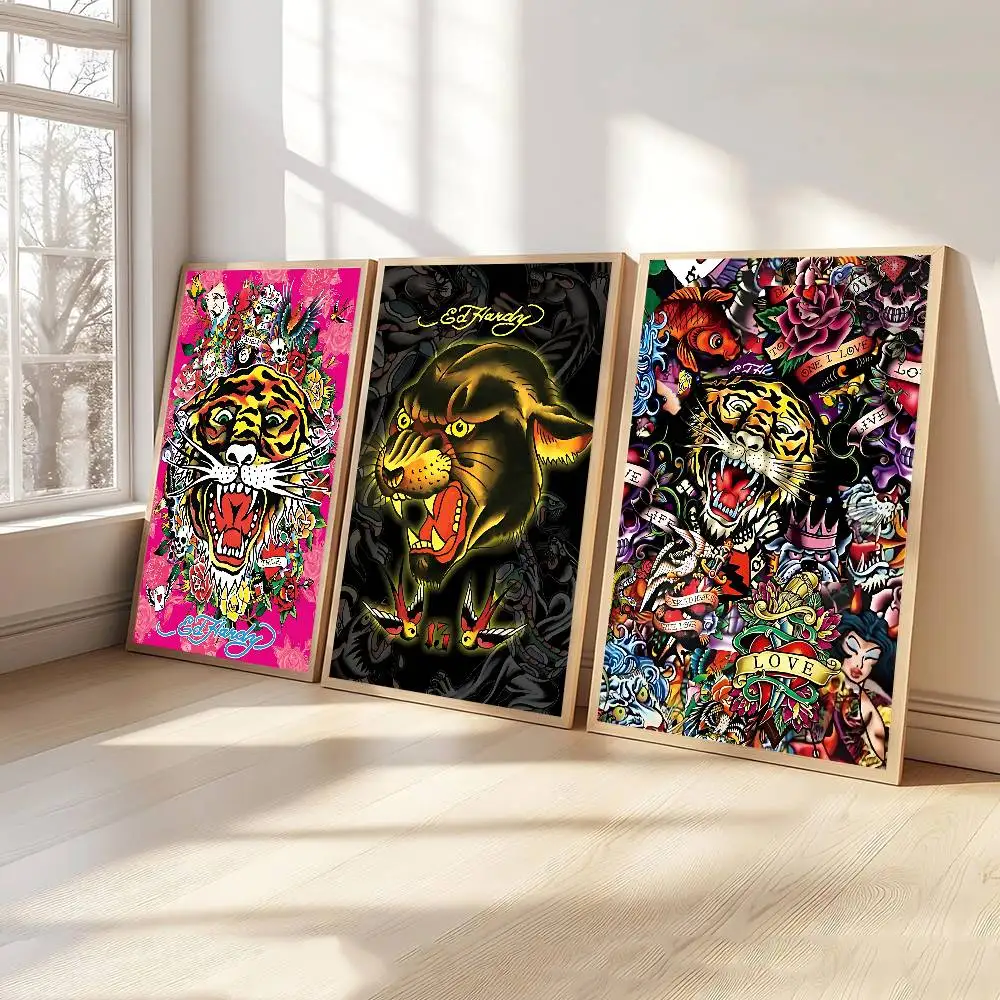 Fashion Brand E-Ed H-Hardy Self-adhesive Art Poster Whitepaper Prints Posters Artwork Home Decor