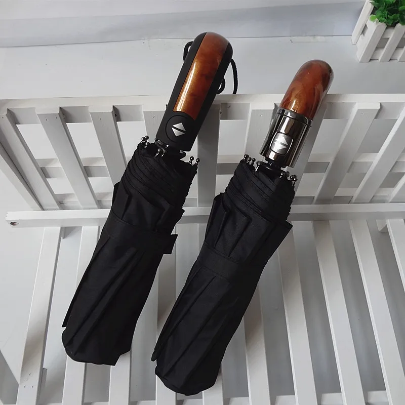 Full-Automatic Umbrella Ten-Bone One-Click Opening and Closing Men\'s Business Three Folding Umbrella Double Large Windproof