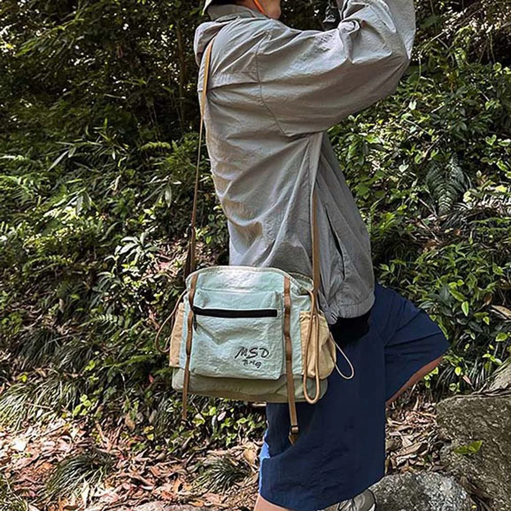 

Portable Mountaineering Crossbody Bag Embroidery Quick Drying Outdoor Nylon Shoulder Pouch Contrast Color Lightweight