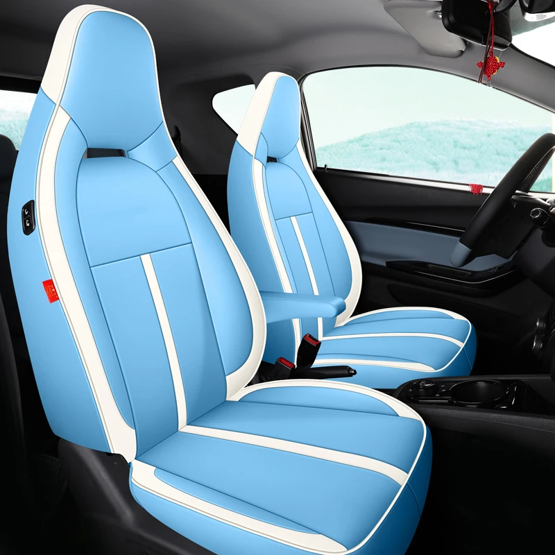 Custom Fit Car Accessories Seat Covers Top Quality Leather Specific for Chery QQ Unbounded Pro with Front and Rear Full Set Blue