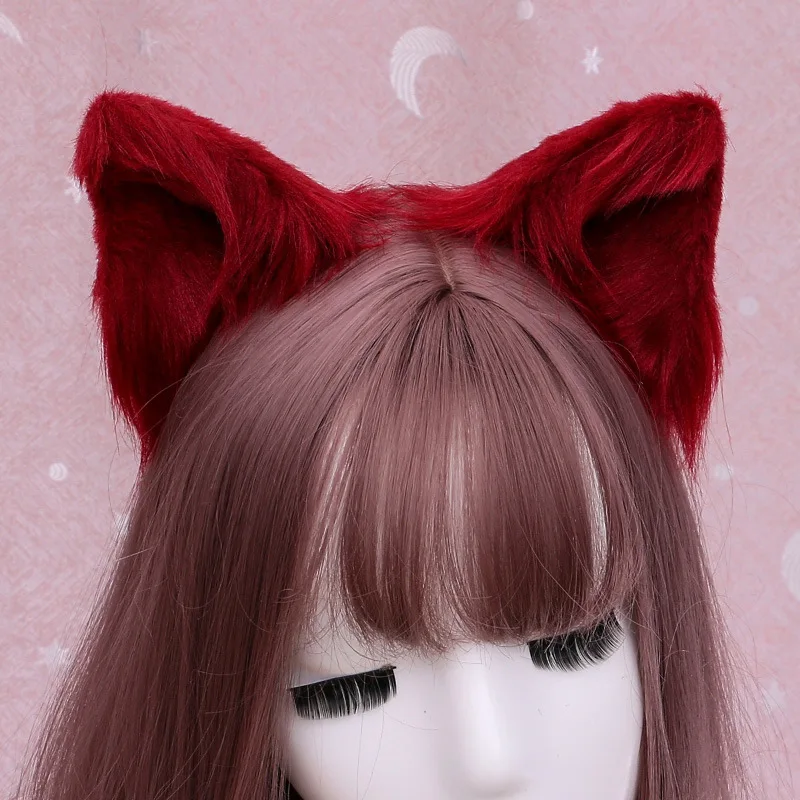 Imitation Animal Cat Ears Hair Clip Lolita Faux Fur Hairclips For Cosplay Props Plush Fur Ears Hairpins Anime Party Headwear