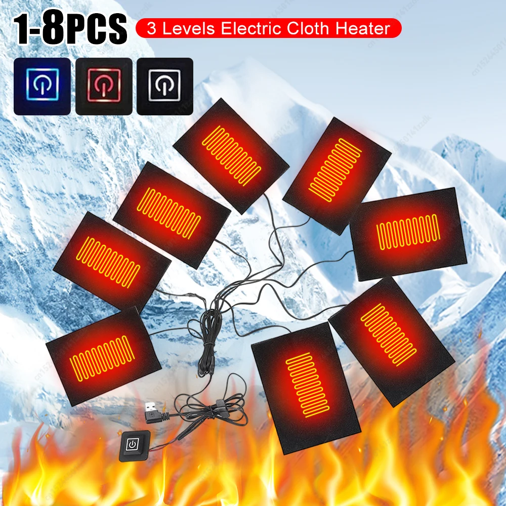 

USB-грелка для одежды, 3-скоростной водонепроницаемый электрический обогреватель из углеродного волокна, лист для DIY жилета с подогревом, куртки, перчатки, пешего туризма, кемпинга ﻿