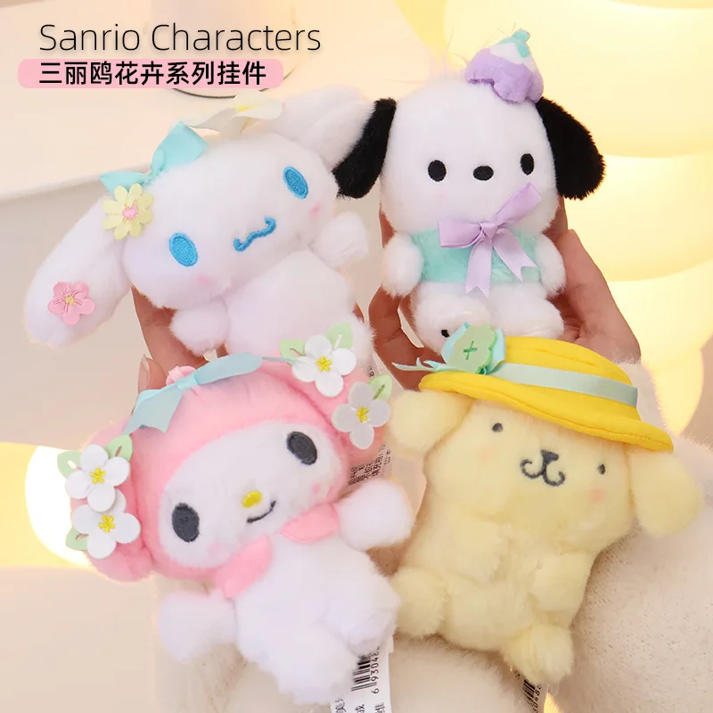 

Kawaii Hello Kitty My Melody Kuromi Flower Series 10 см мультяшный плюшевый кулон аниме Sanrio Girly Heart милый брелок