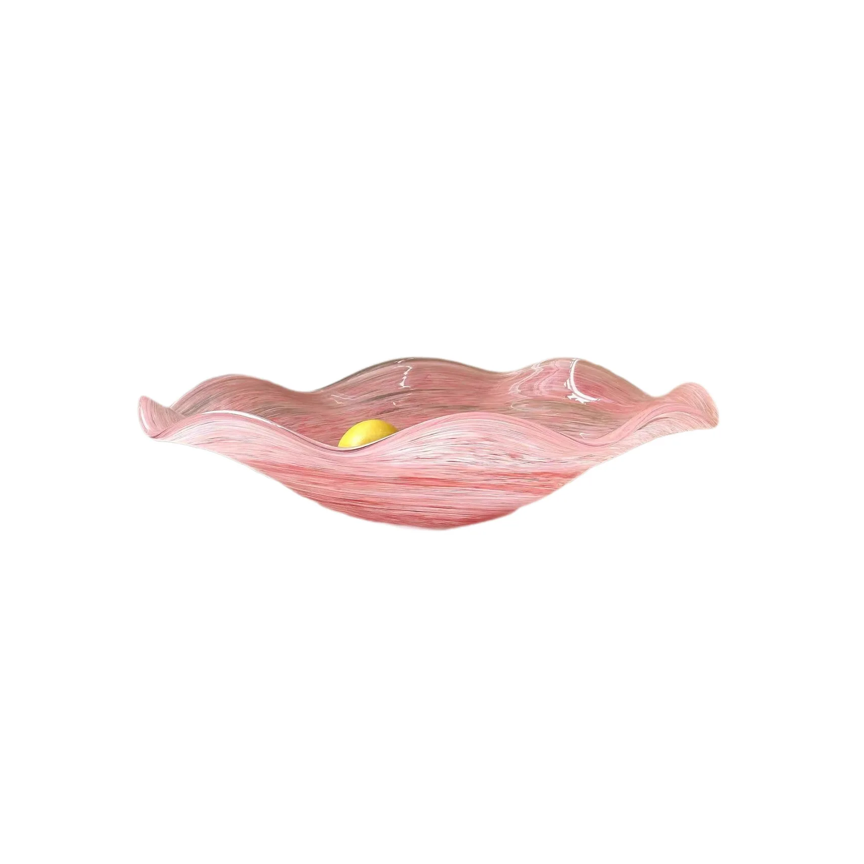 

PYH light luxury pink glazed fruit plate household coffee table high value ornament fruit basin decorative plate